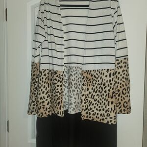 Striped and Leopard Print Cardigan